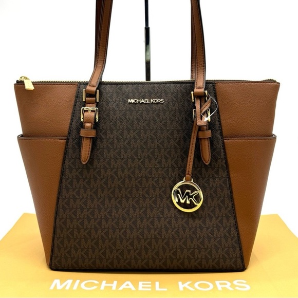 Michael Kors Large Charlotte Tote Bag Luggage Brown